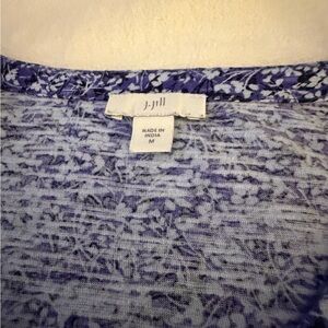 J. Jill Lavender Purple Floral-Trim Slub Knit Top